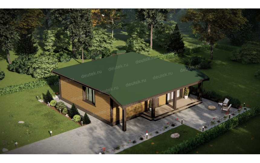 Проект бани с парной и зоной барбекю с размерами 11 м на 11 м - P258-1