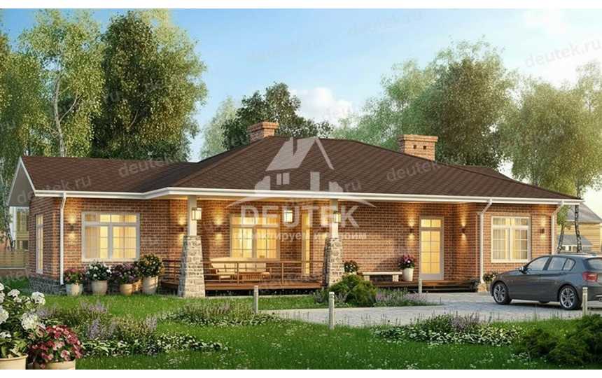 Проект узкого одноэтажного дома с тремя спальнями - LK-329