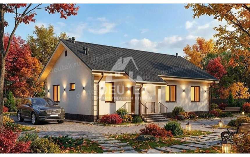 Проект узкого одноэтажного дома с тремя спальнями - LK-341