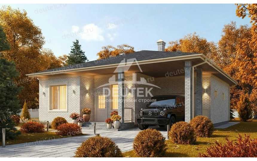 Проект загородного одноэтажного дома с одноместным гаражом - LK-366