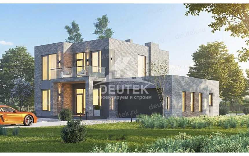 Проект стильного двухэтажного дома с двухместным гаражом - LK-374