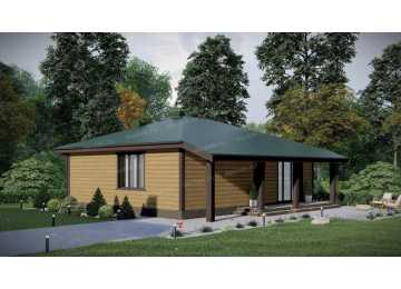 Проект бани с парной и зоной барбекю с размерами 11 м на 11 м - P258-1