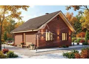 Проект жилого одноэтажного дома с двумя спальнями с террасой - LK-286