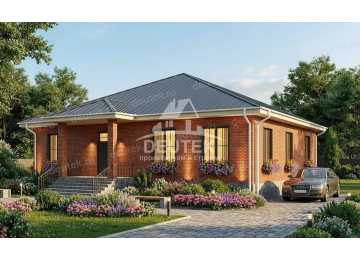 Проект узкого одноэтажного дома с кабинетом - LK-287