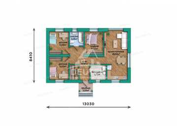 Проект узкого одноэтажного дома с размерами 8 м на 13 м - LK-290