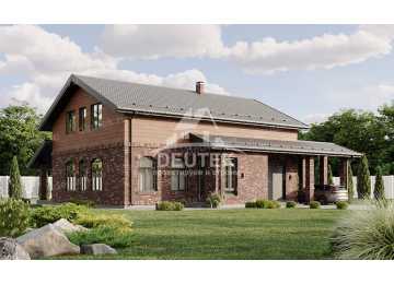 Проект квадратного двухэтажного дома с одноместным гаражом - LK-292