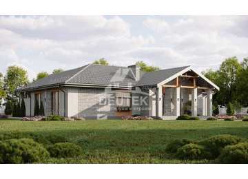 Проект загородного одноэтажного дома с баней и двумя террасами - LK-312