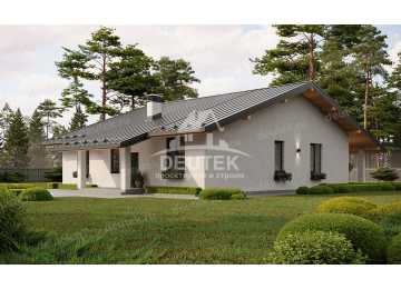 Проект загородного одноэтажного дома с большими окнами - LK-314