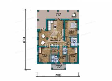 Проект загородного одноэтажного дома с большими окнами - LK-314
