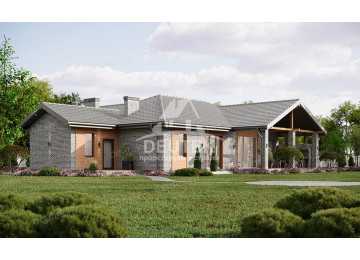 Проект загородного одноэтажного дома с баней и двумя террасами - LK-317