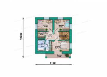 Проект квадратного двухэтажного дома с кабинетом - LK-326