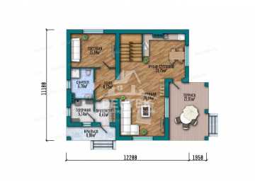 Проект жилого двухэтажного дома с большими окнами - LK-332