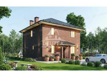 Проект квадратного двухэтажного дома с тремя спальнями - LK-358