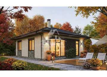 Проект квадратного одноэтажного дома из газобетонного блока - LK-365