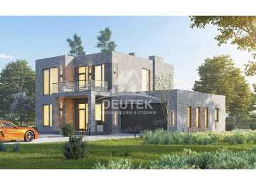 Проект стильного двухэтажного дома с двухместным гаражом - LK-374