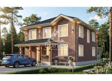 Проект узкого двухэтажного дома с верандой - LK-375