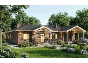 Проект узкого одноэтажного дома с двухместным гаражом - LK-377