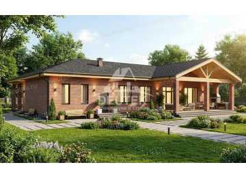 Проект узкого одноэтажного дома с двухместным гаражом - LK-377