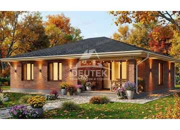 Проект квадратного одноэтажного дома с кабинетом - LK-380