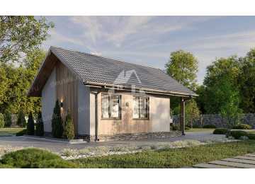 Проект бани в стиле шале с размерами 6 м на 8 м - LK-458