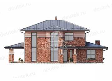 Проект узкого двухэтажного дома с большими окнами и тренажерным залом - LK-327