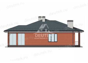 Проект квадратного одноэтажного дома с гаражом и верандой - LK-379