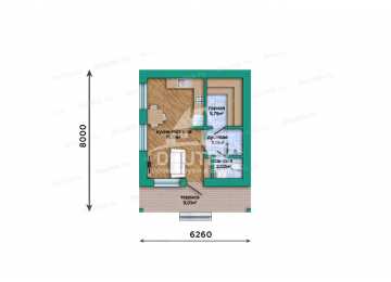 Проект бани в стиле шале с размерами 6 м на 8 м - LK-458